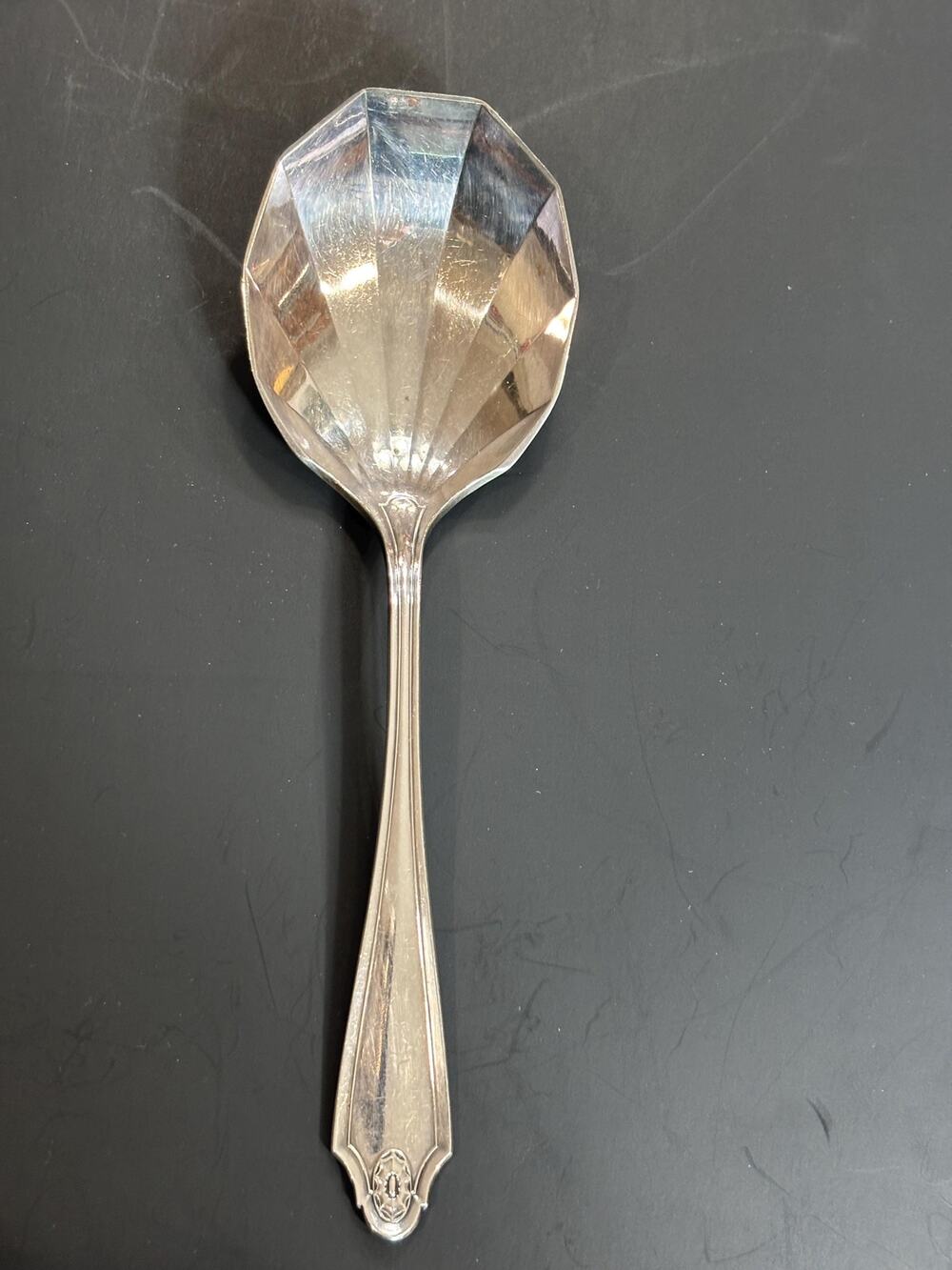 Community Plate Georgian Berry Spoon 9" Silverplate Art Deco Serving Spoon